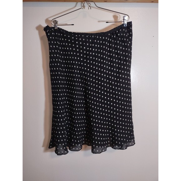 Jones New York 12 Silk Skirt Black White Polka Dot Ruffle Hem - Picture 8 of 9